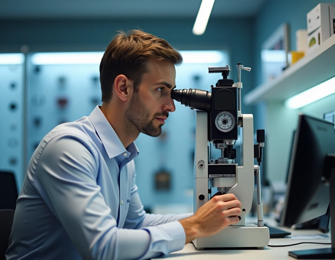 Opticien Atol Mon Opticien à Lagnieu effectuant une mesure optique avec un équipement professionnel