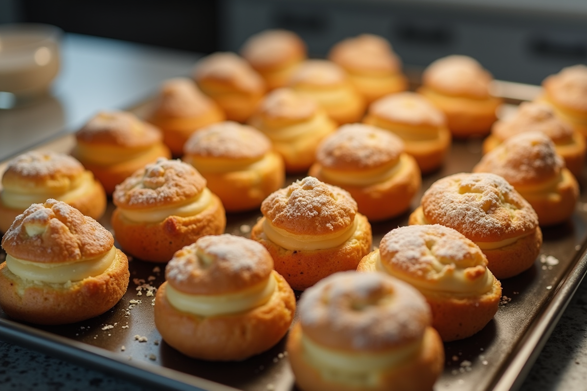 Plateau de choux craquelin avec variations de cuisson