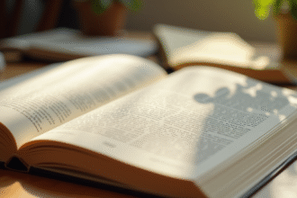 Livre de code civil français ouvert sur un bureau lumineux