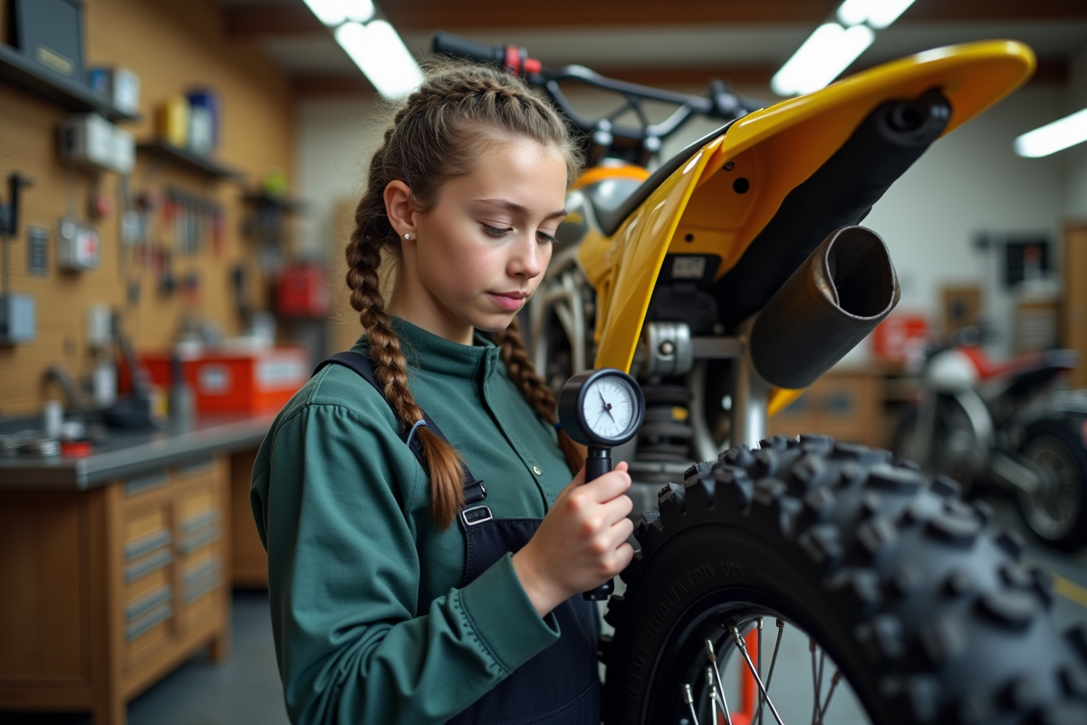 Jeune fille vérifiant la pression d