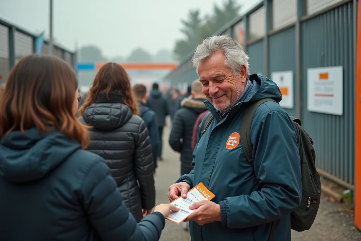 Contrôleur de billets souriant à l entrée du festival