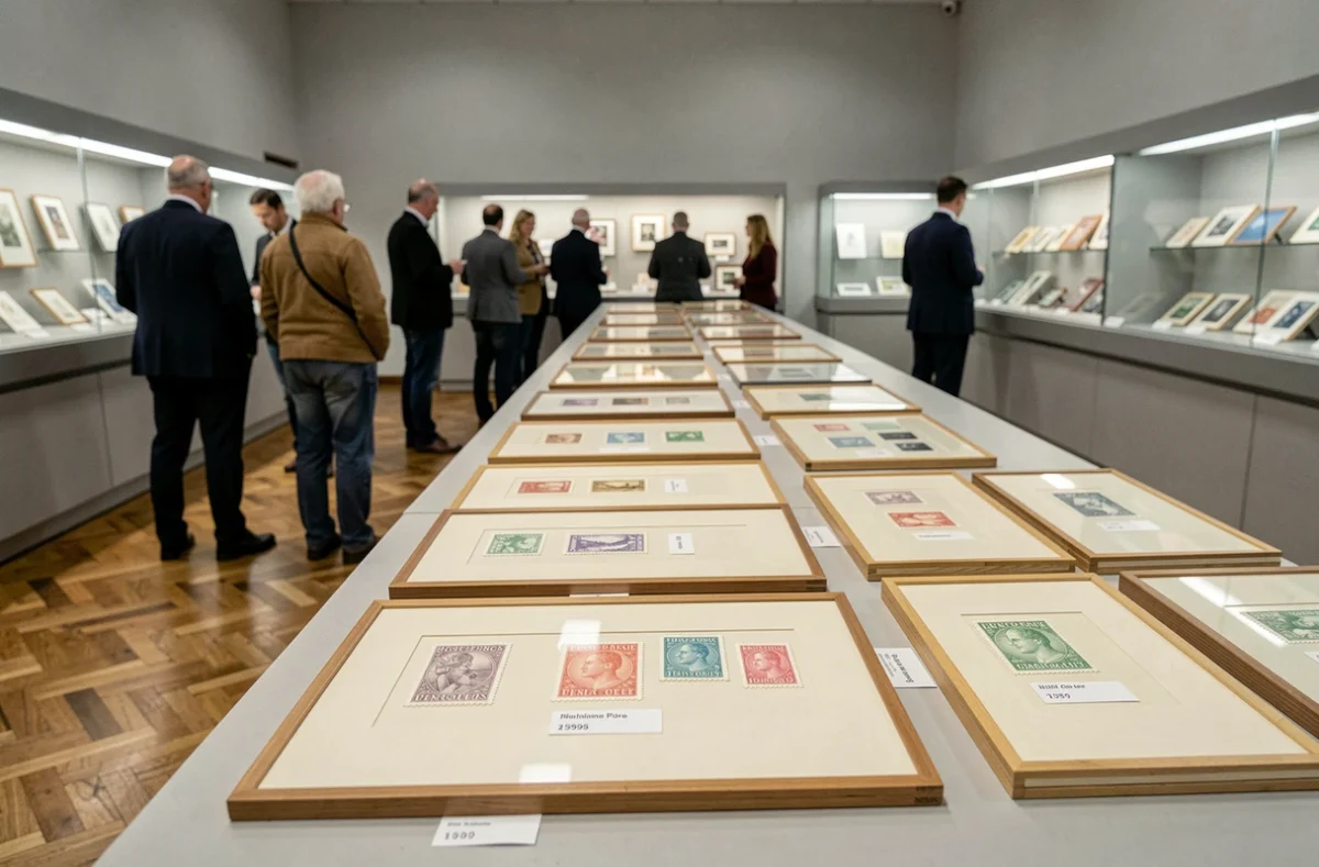 Exposition de timbres rares France lors d'une vente aux enchères philatéliques sans acheteurs
