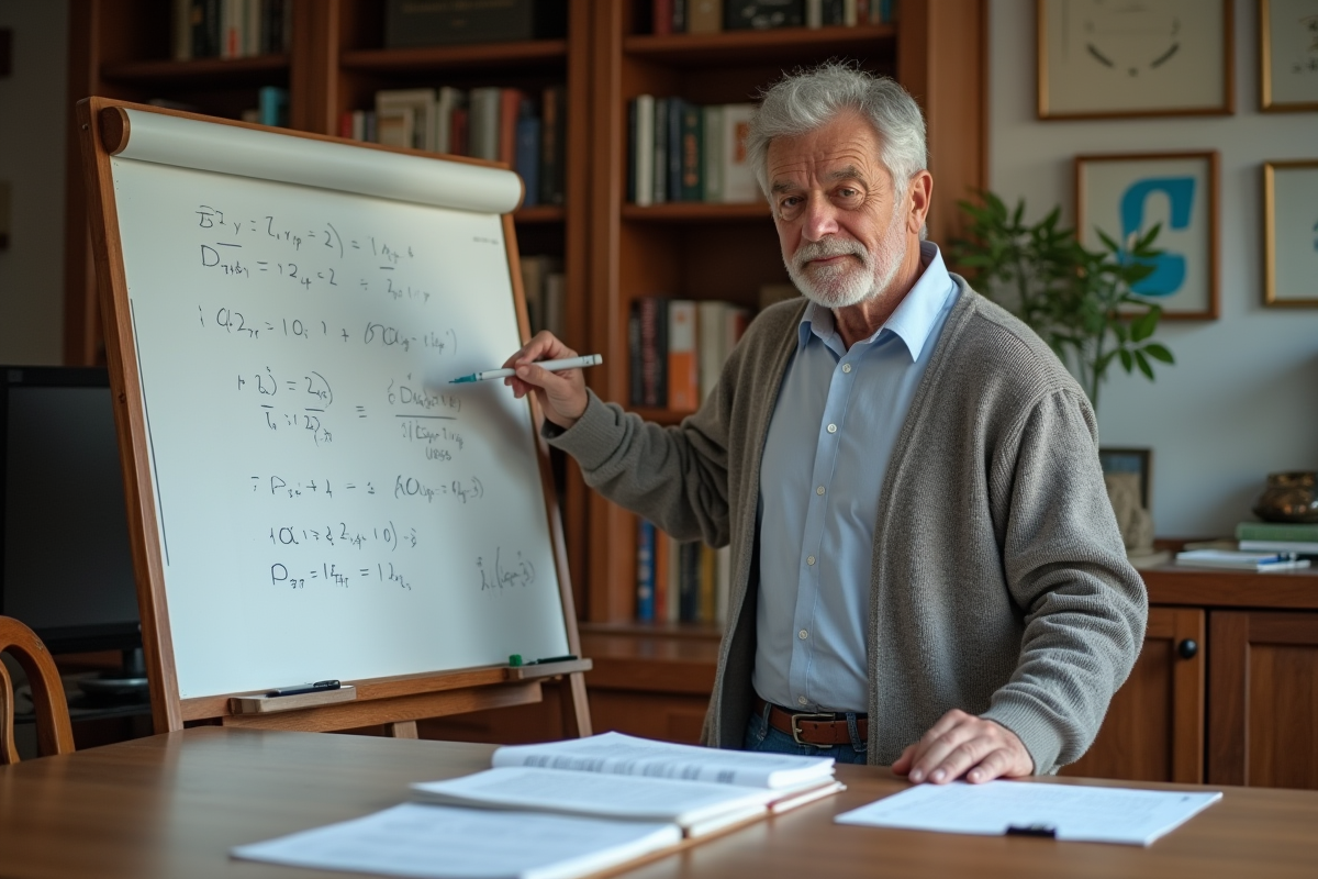 Professeur explique des équations d